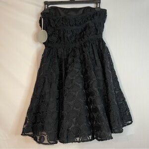 Pearl Georgina Black Lace Strapless mini Dress tulle Prom Whimsigoth sz 4